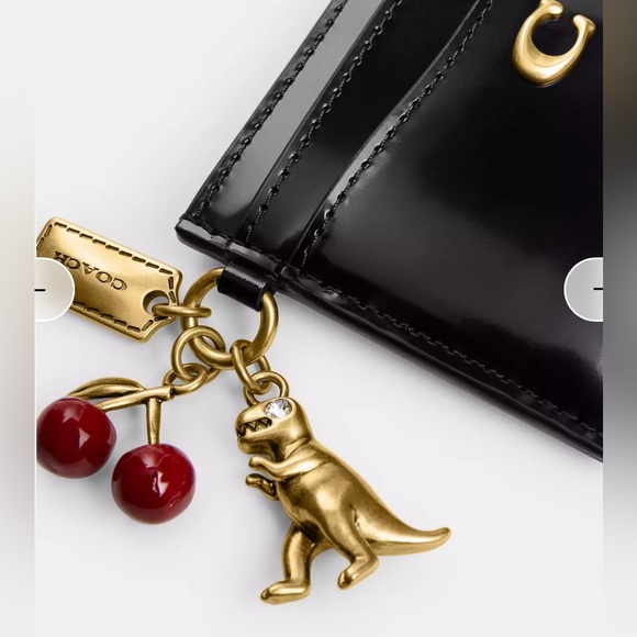 COACH Essential Card Case In Black Spazzolato Leather With CHARMS BNWT - Picture 3 of 5